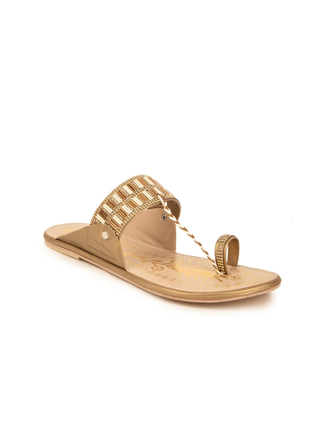 

Pink Fever Embellished Ethnic One Toe Flats, Copper