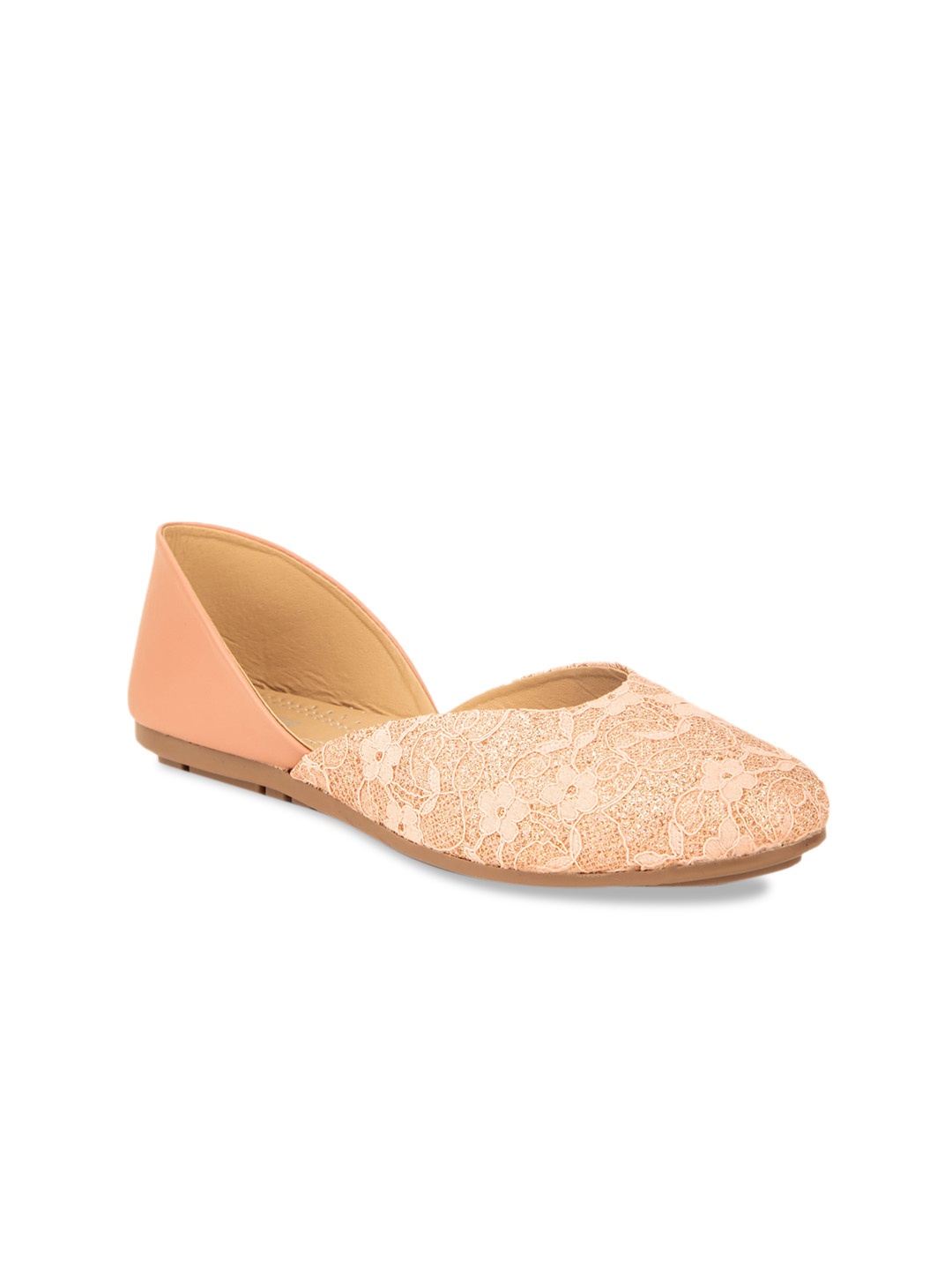 

Pink Fever Textured Round Toe Ballerinas