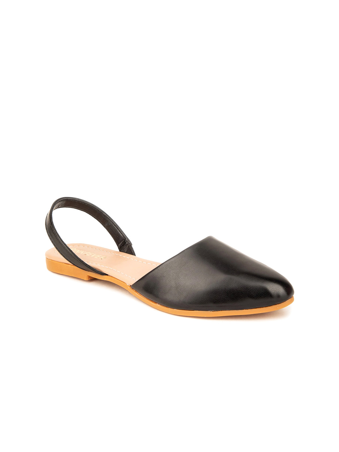 

Pink Fever Pointed Toe Mules With Backstrap, Black