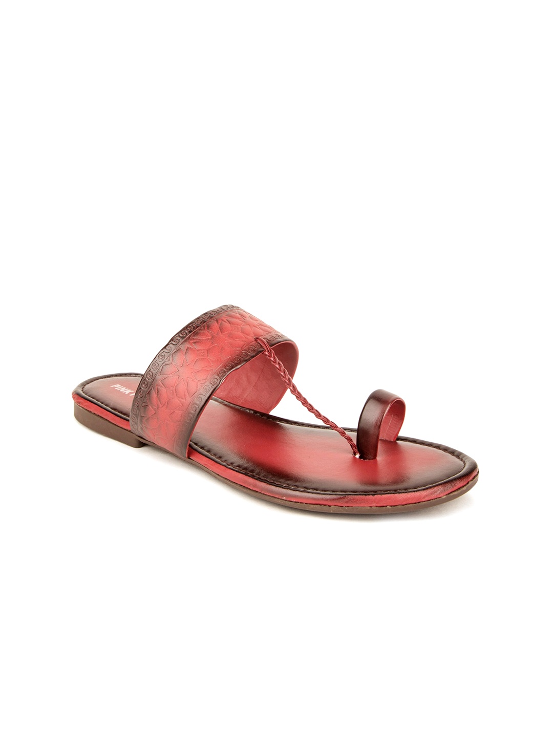 

Pink Fever Textured One Toe Flats, Maroon