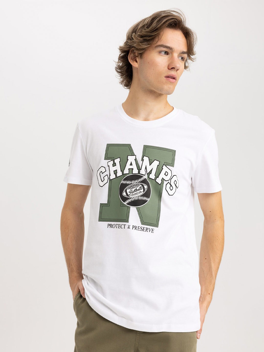 

DeFacto Typography Printed Cotton T-shirt, White
