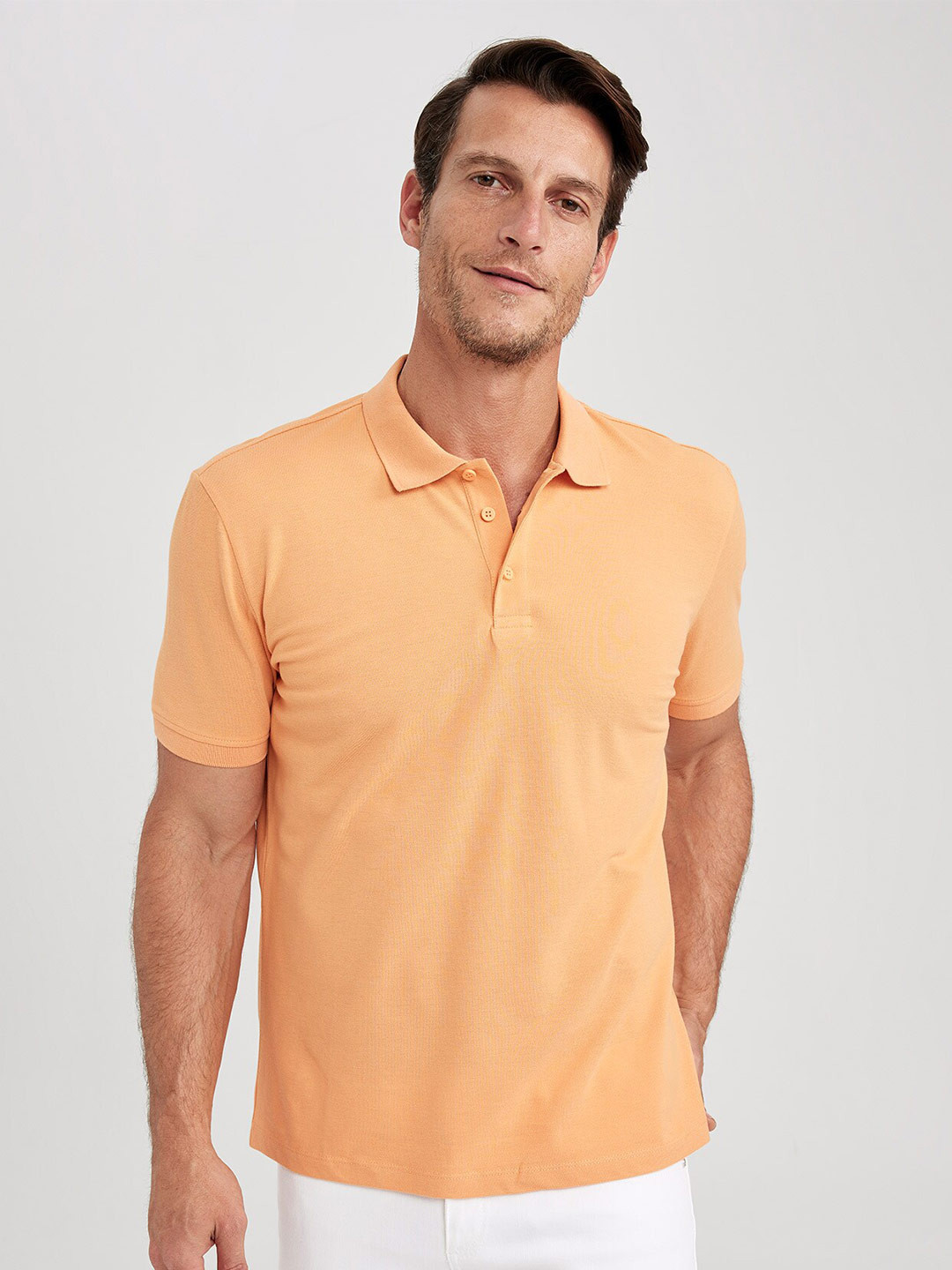 

DeFacto Polo Collar Pure Cotton T-shirt, Orange