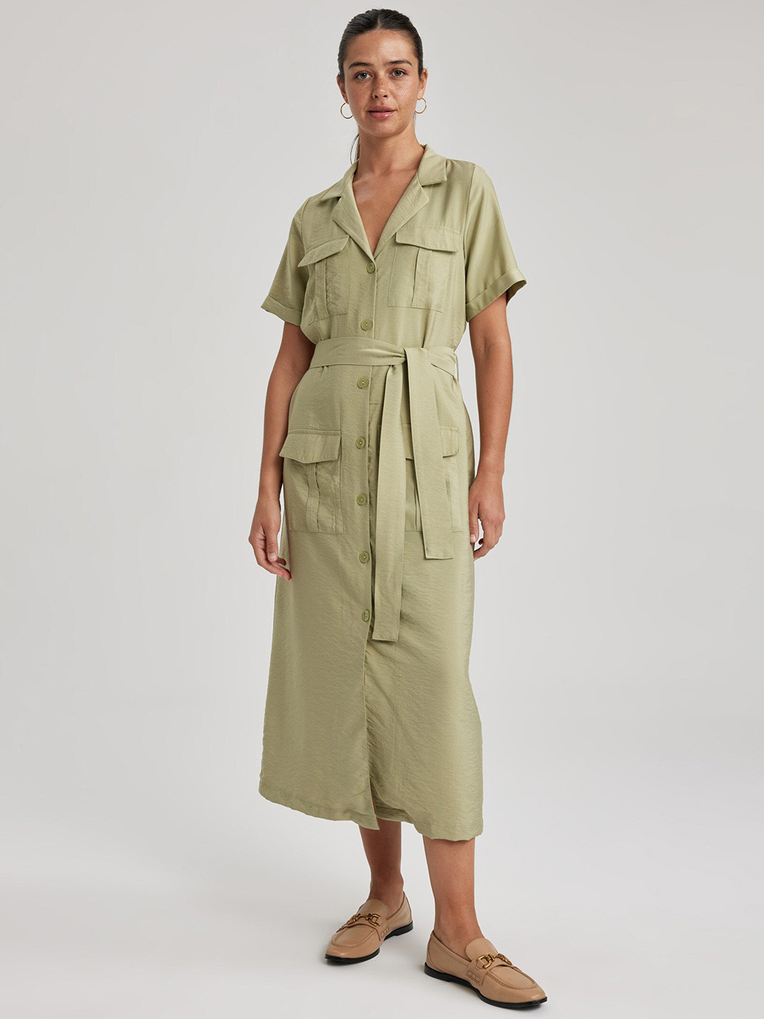 

DeFacto Shirt Midi Dress, Na