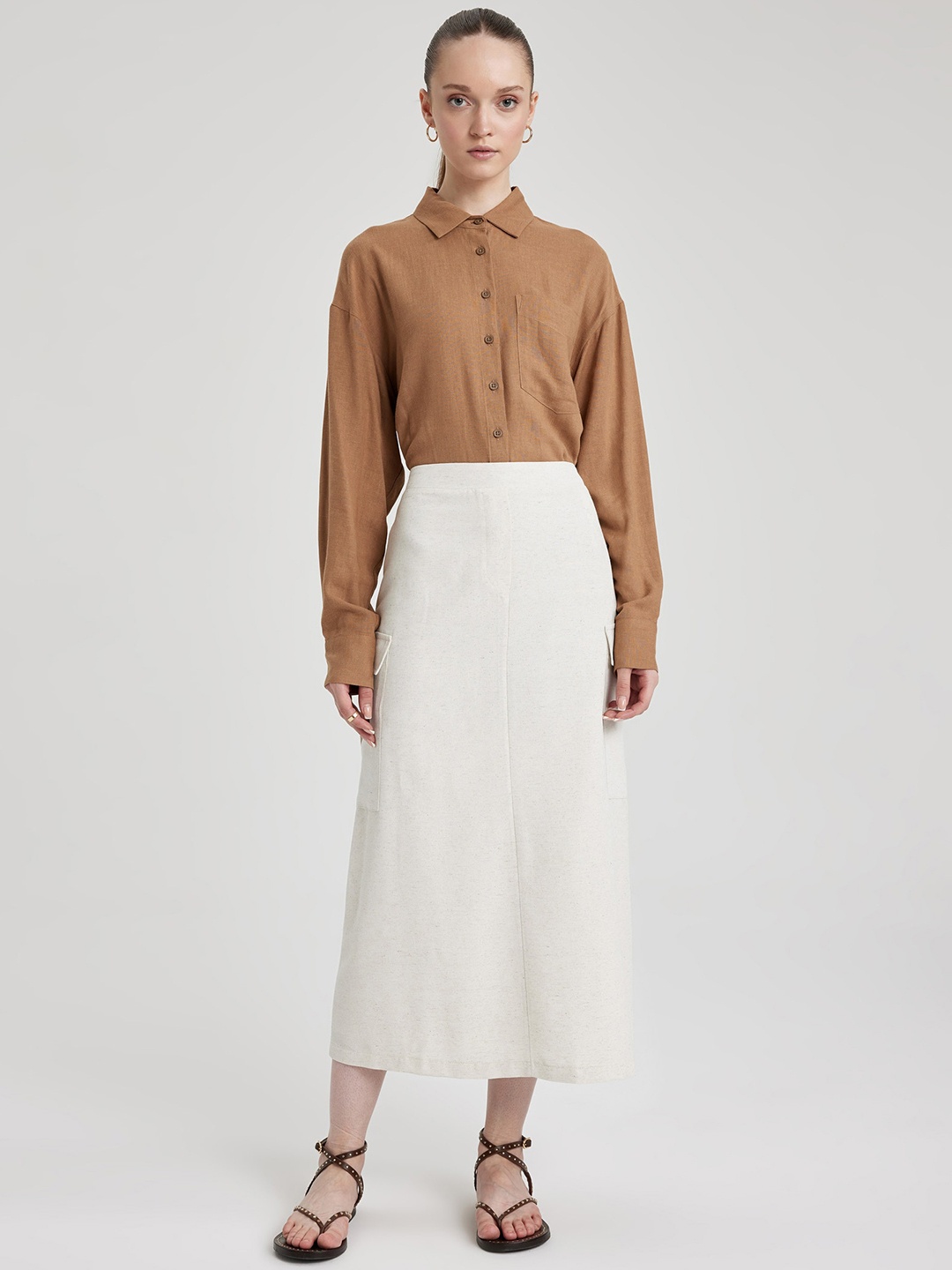 

DeFacto Straight Maxi Skirts, Beige