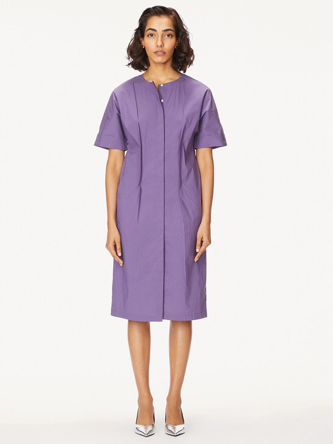 

Bhaane Round Neck A-Line Dress, Violet