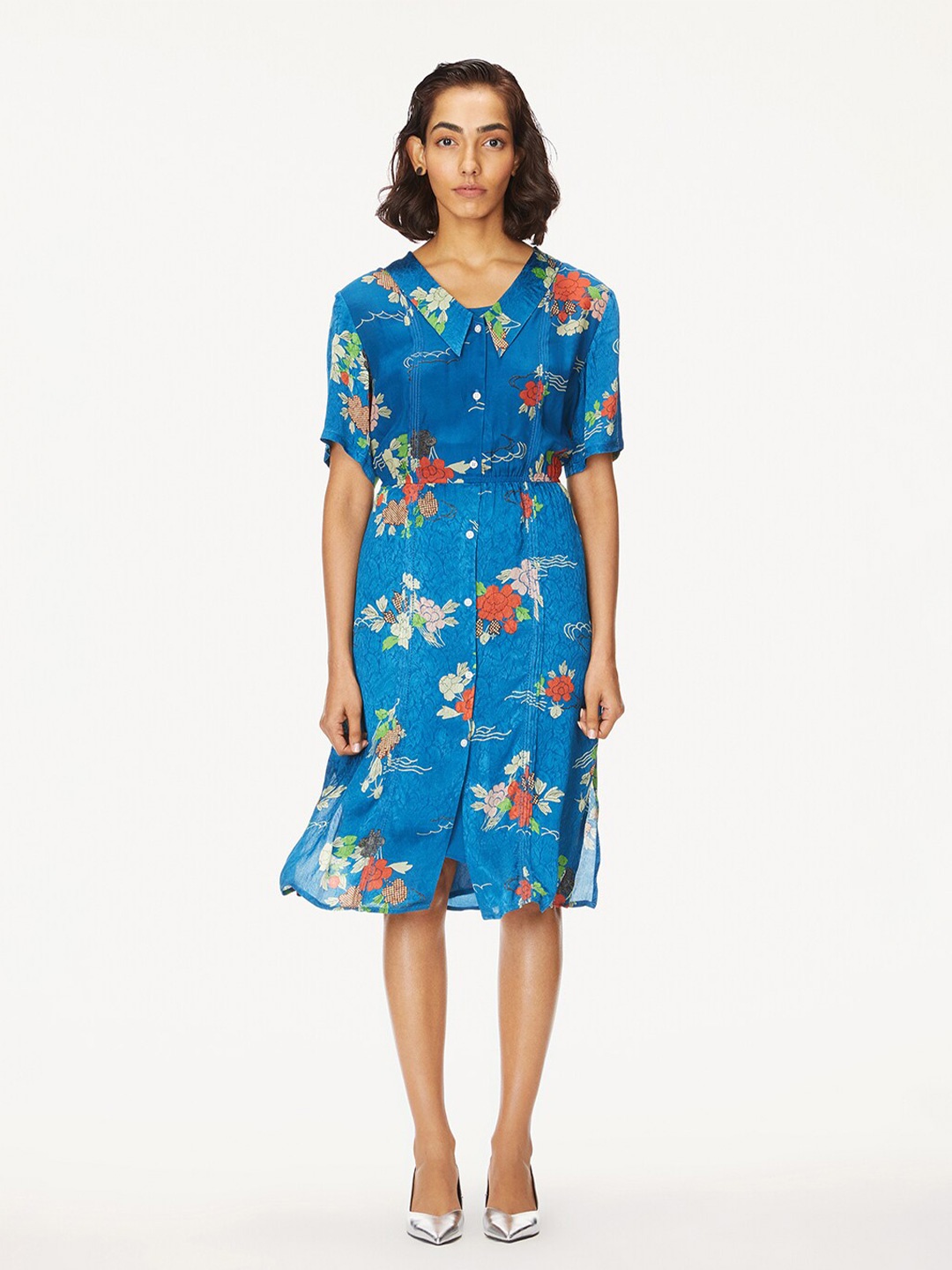 

Bhaane Floral Print Fit & Flare Dress, Blue