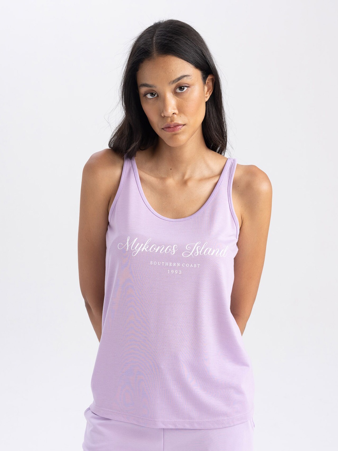 

DeFacto Scoop Neck Tank Top, Purple