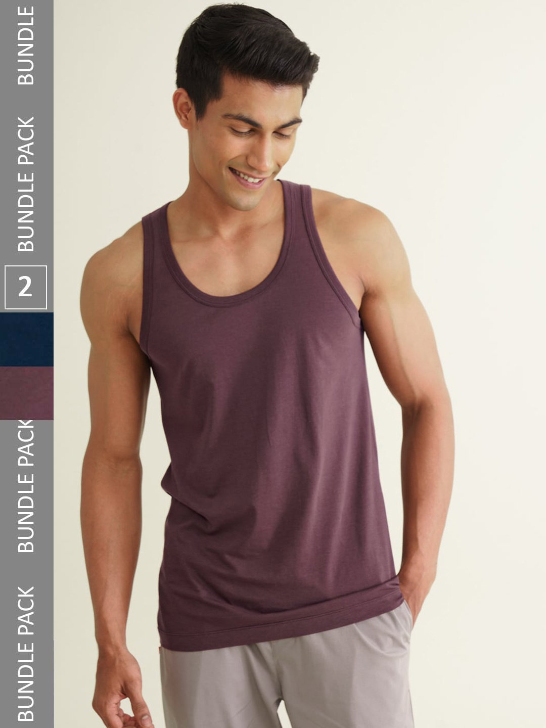 

DAMENSCH Pack of 2 Anti-Microbial Basic Innerwear Vests, Blue
