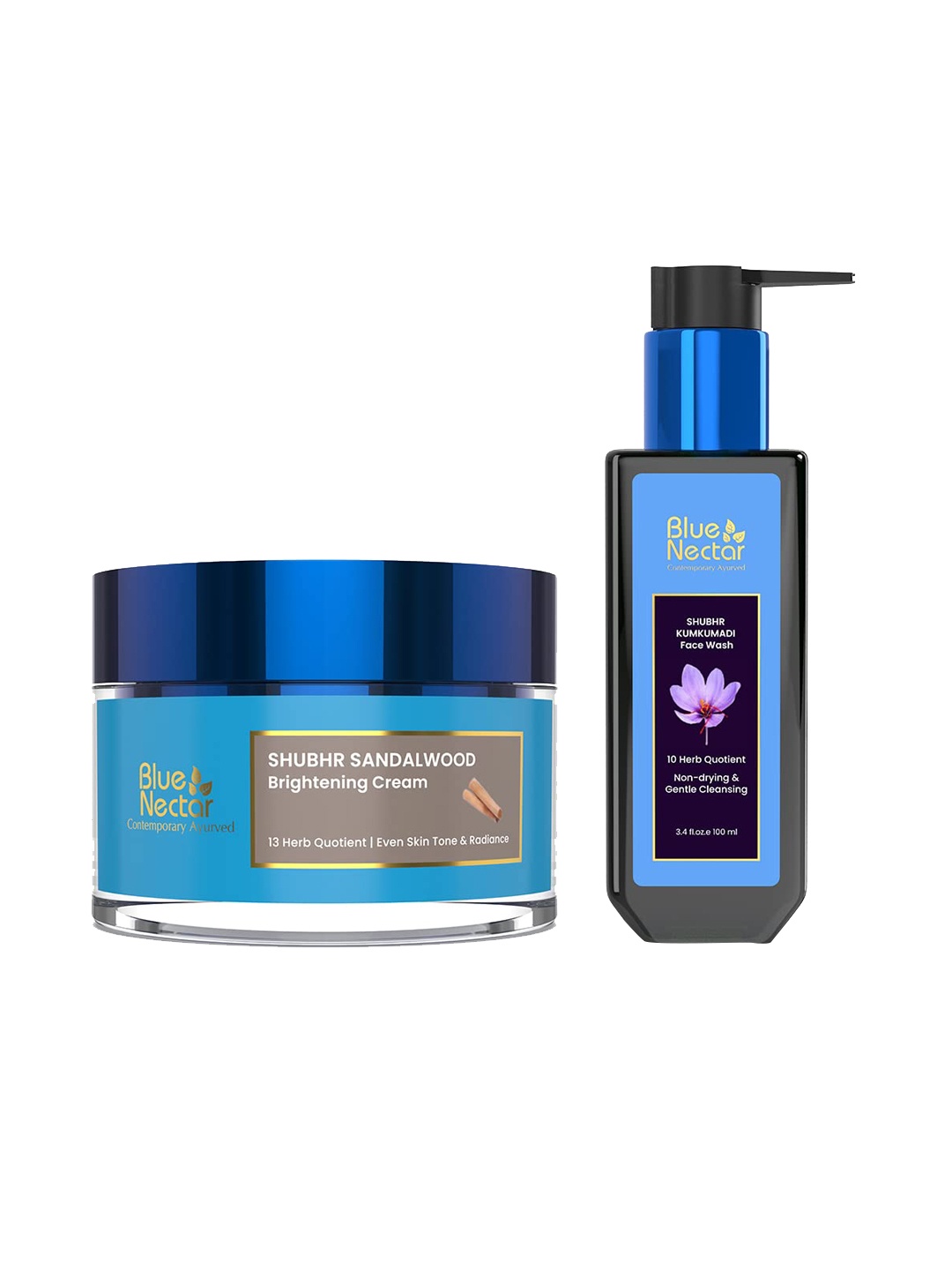 

Blue Nectar Shubhr Set of 2 Brightening Cream-50gm & Kumkumadi Face Wash-100ml