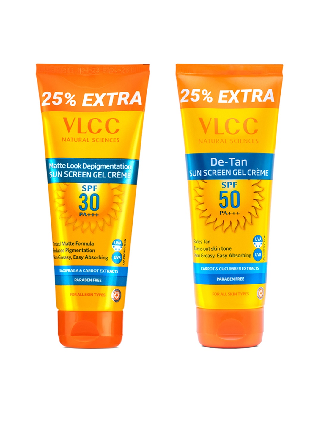 

VLCC Matte Look SPF 30 100g & De Tan SPF 50 Sunscreen 125g, Yellow