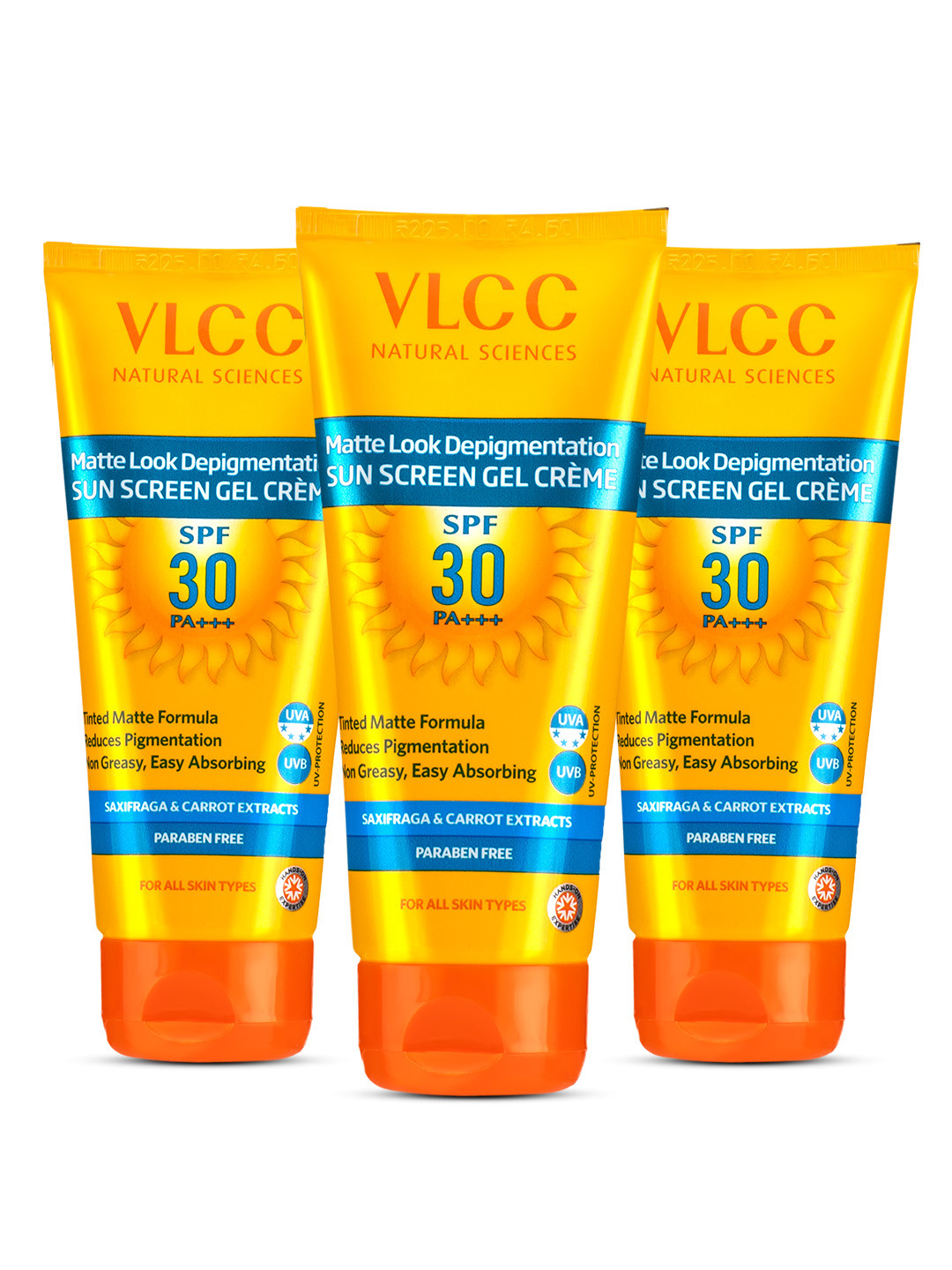 

VLCC Set of 3 Matte Look SPF 30 SunScreen Gel Creme - 50g each, Yellow