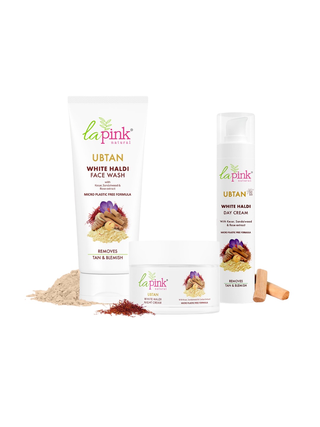 

La Pink Ubtan Set of 3 Face Wash 100ml Day Cream 50g & Night Cream 50g, White