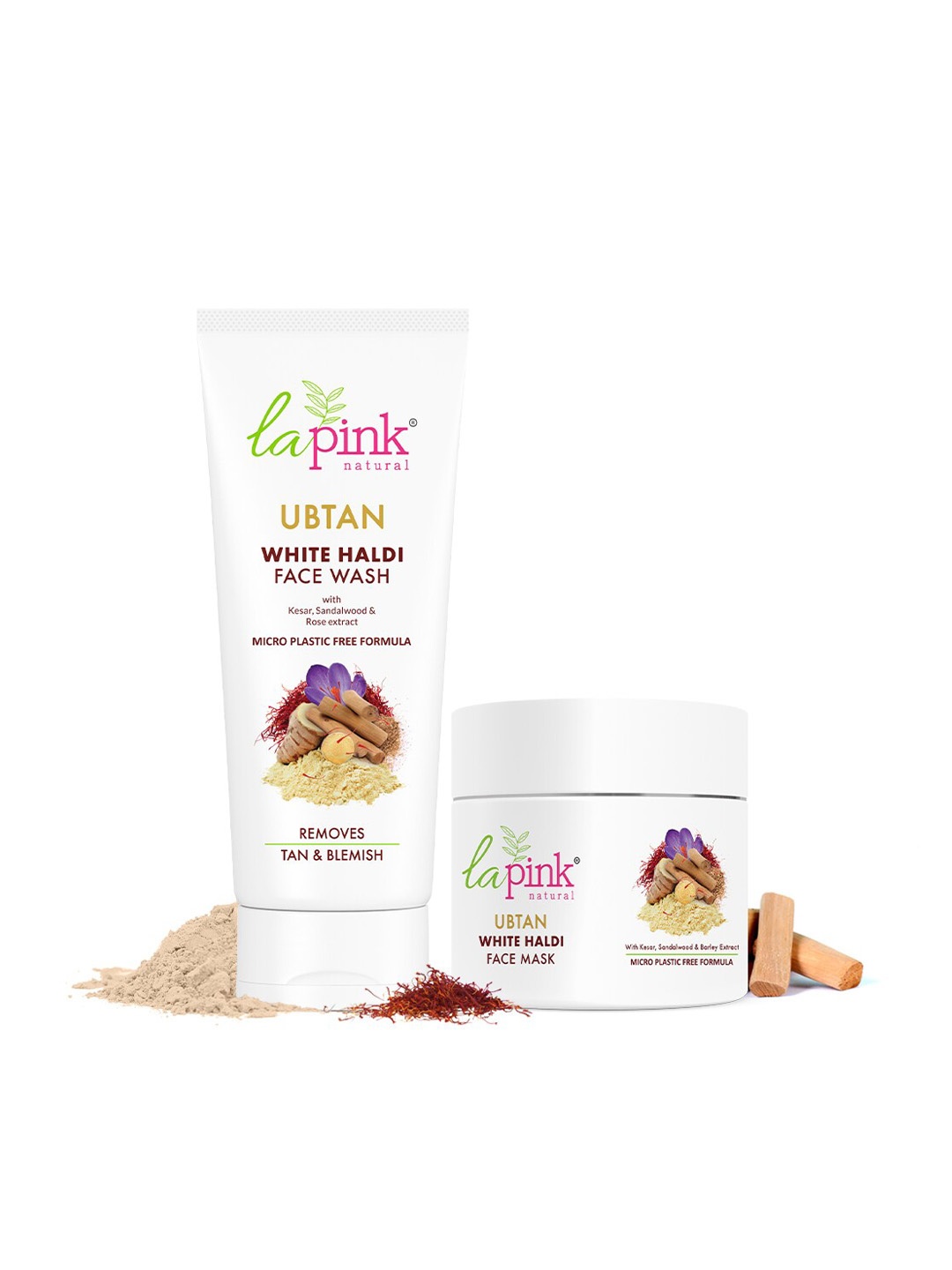 

La Pink Ubtan Set of 2 Face Wash 100ml & Face Mask 100ml, White