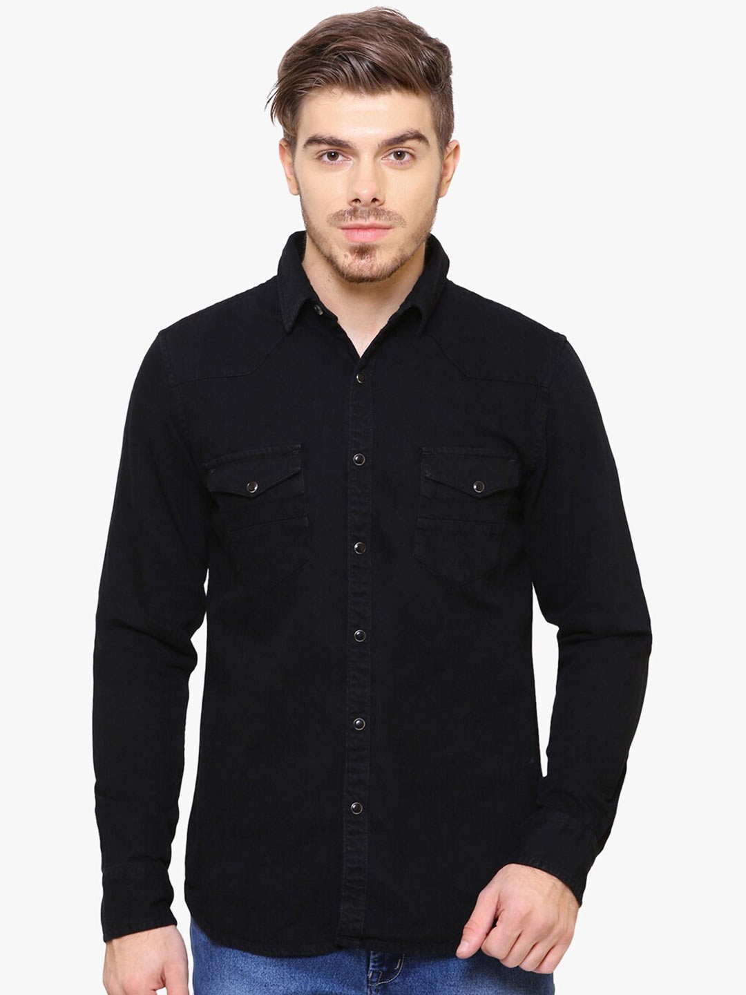 

Kuons Avenue Smart Slim Fit Denim Casual Shirt, Black