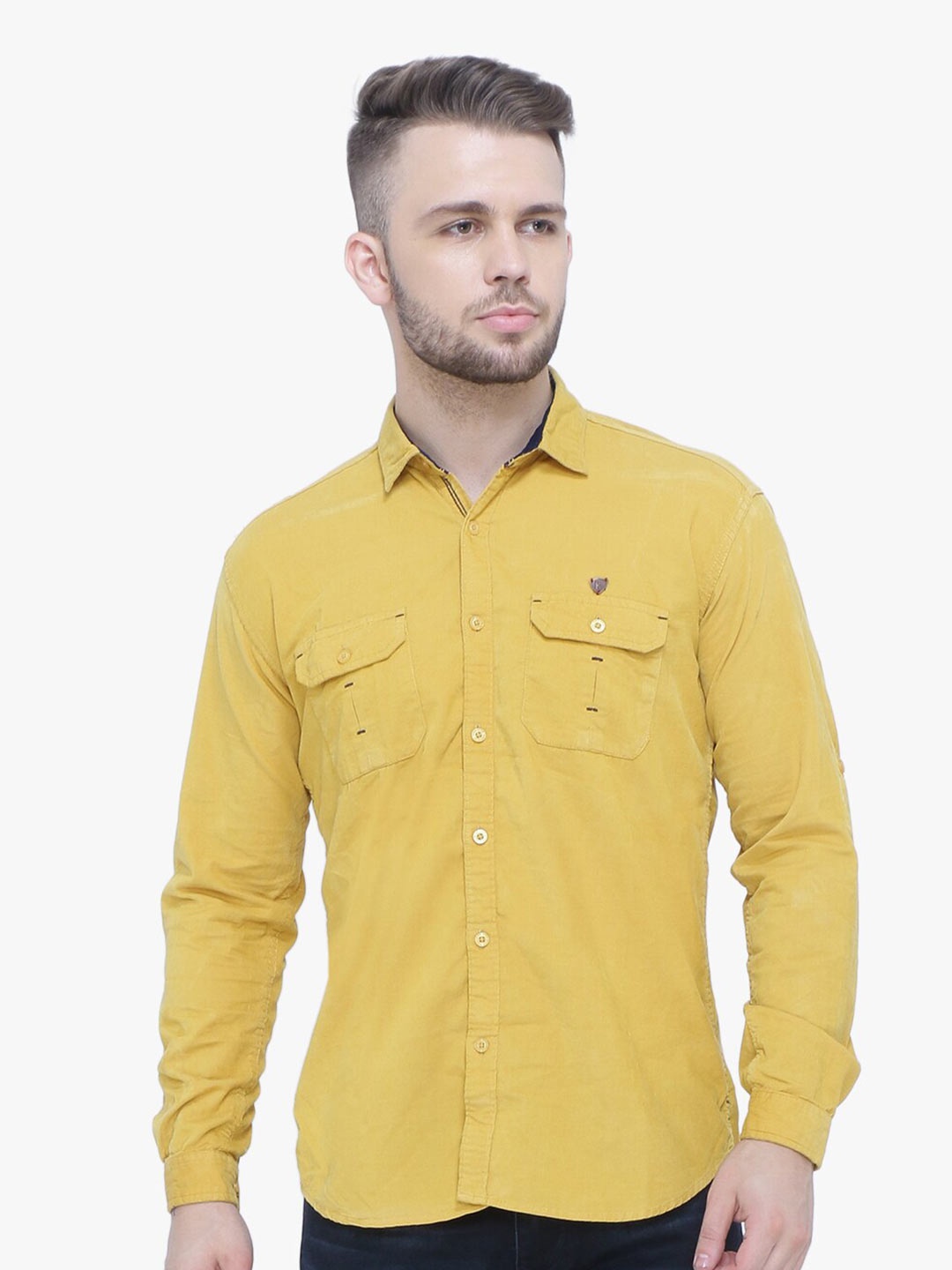 

Kuons Avenue Smart Slim Fit Corduroy Casual Shirt, Yellow