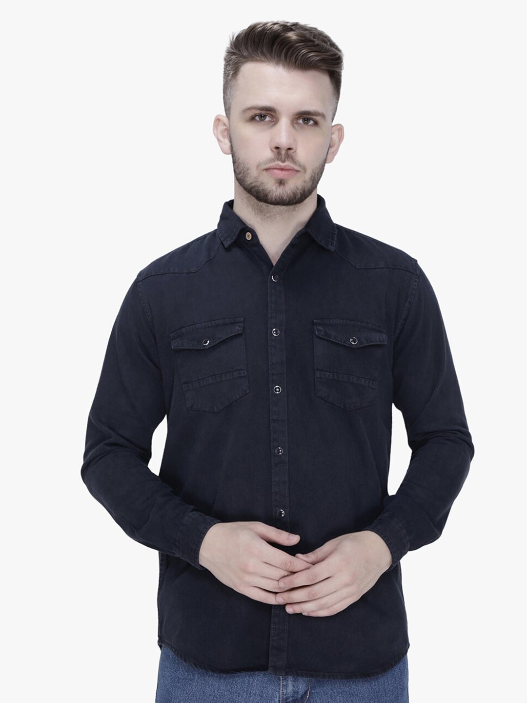 

Kuons Avenue Smart Slim Fit Denim Casual Shirt, Charcoal