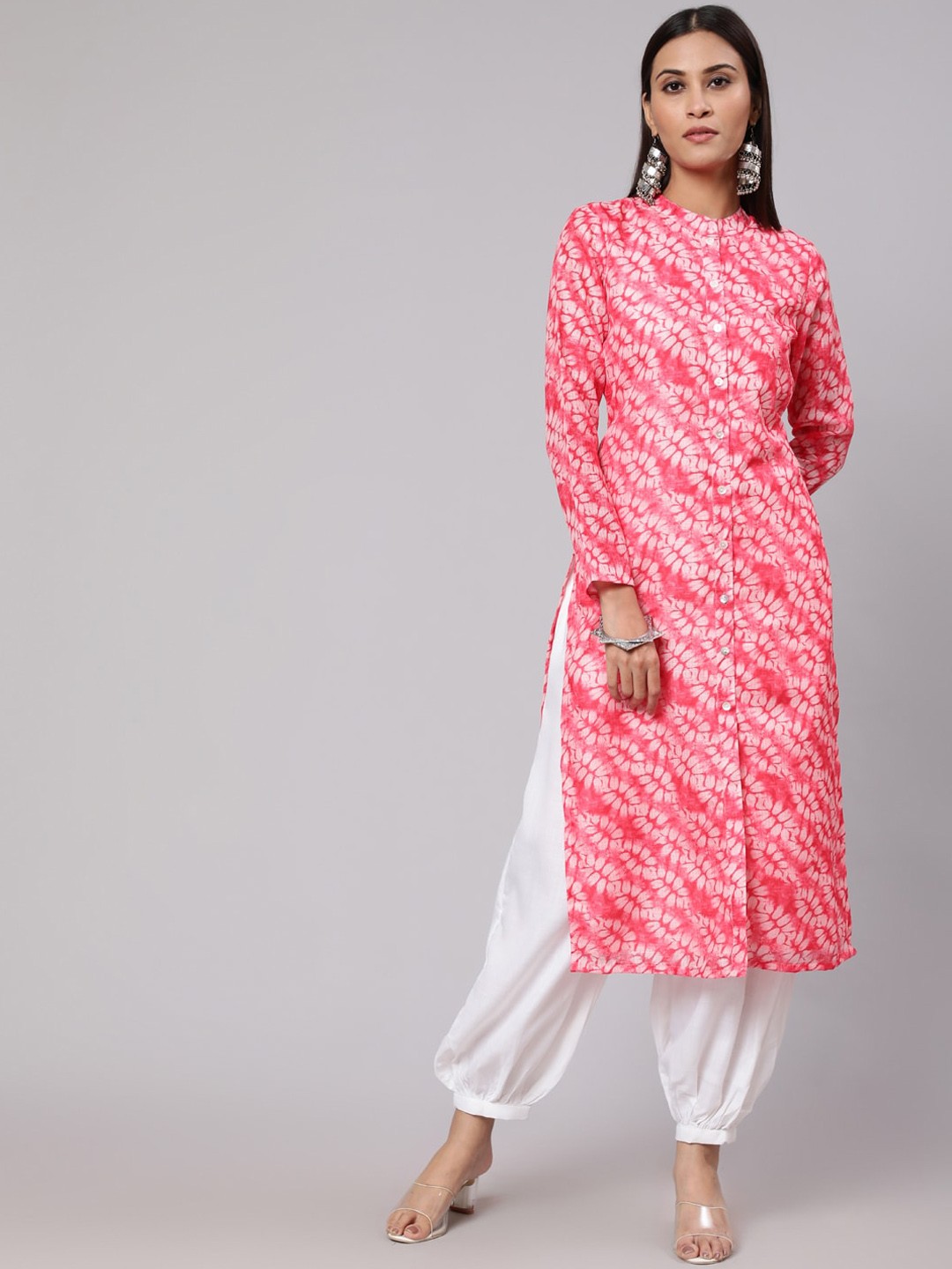 

AKS Floral Printed Straight Kurta, Pink