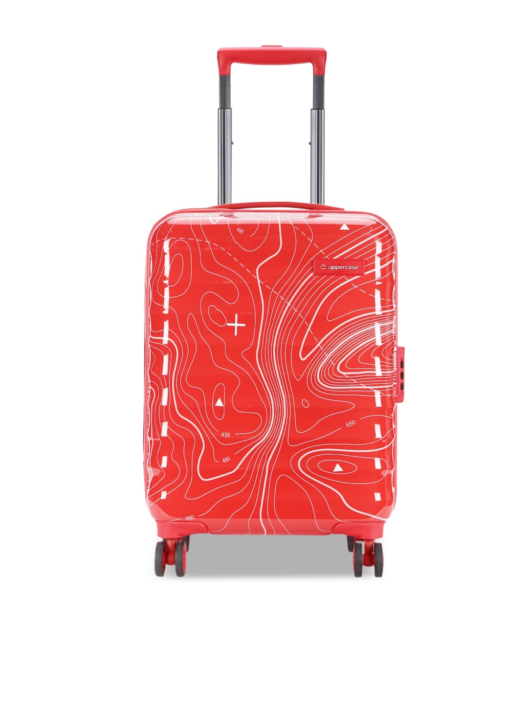 

uppercase Printed Hard-Sided Cabin Trolley Suitcase, Red