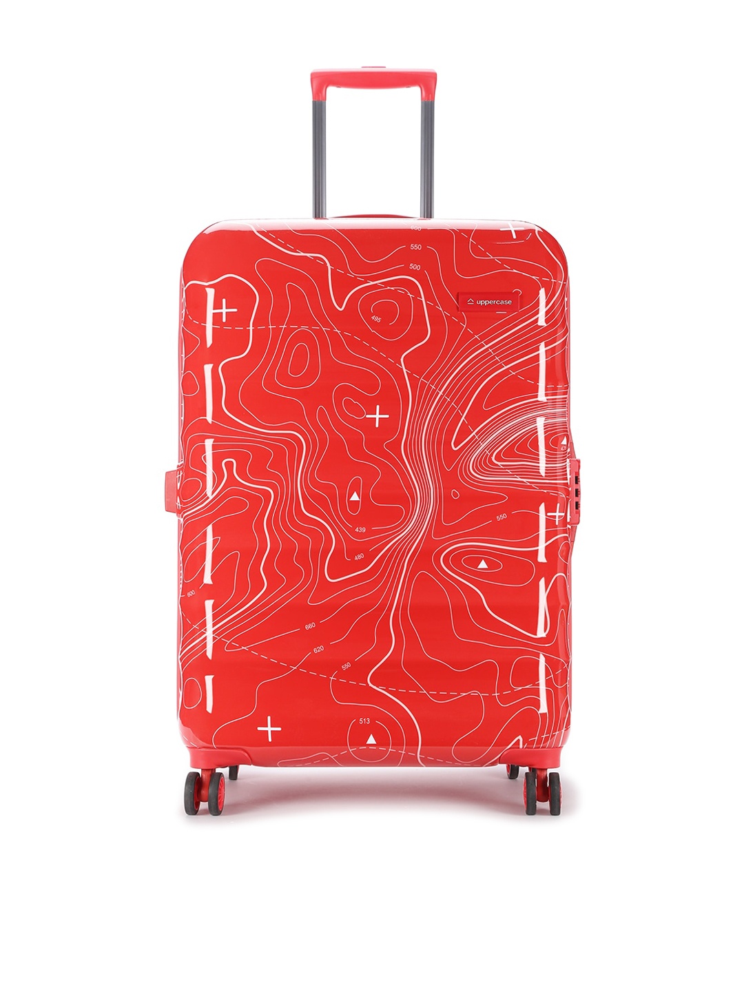 

uppercase Printed Hard-Sided Large Trolley Suitcase, Red