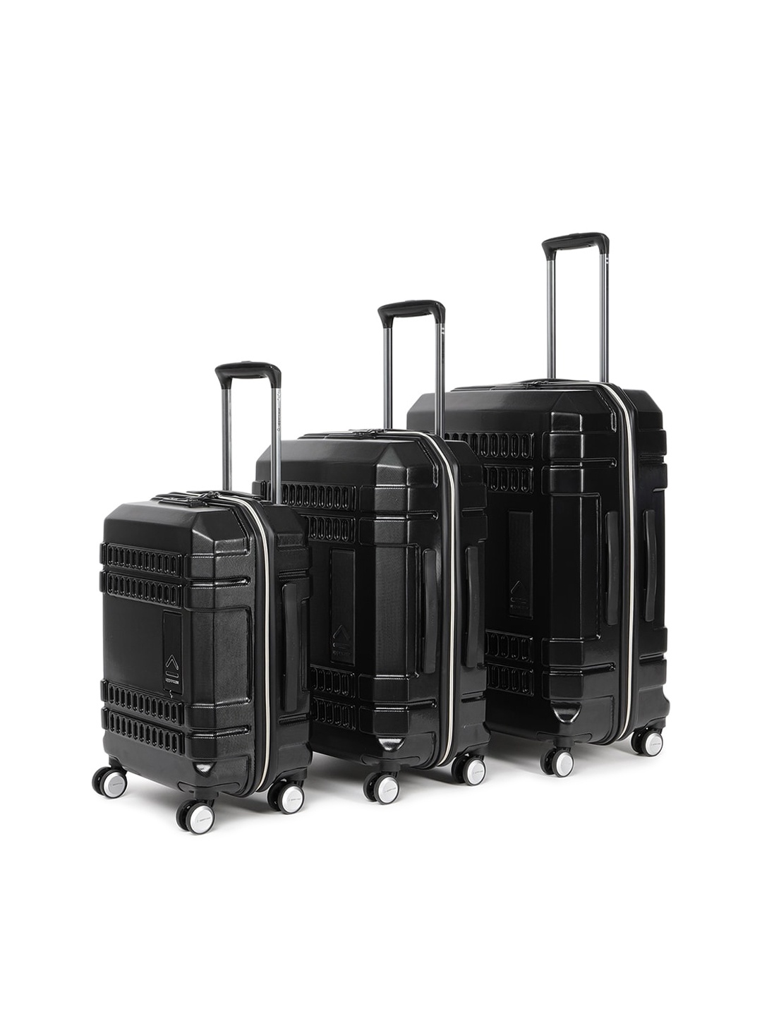 

uppercase Set Of 3 Bullet Hard Luggage Trolley Bag, Black