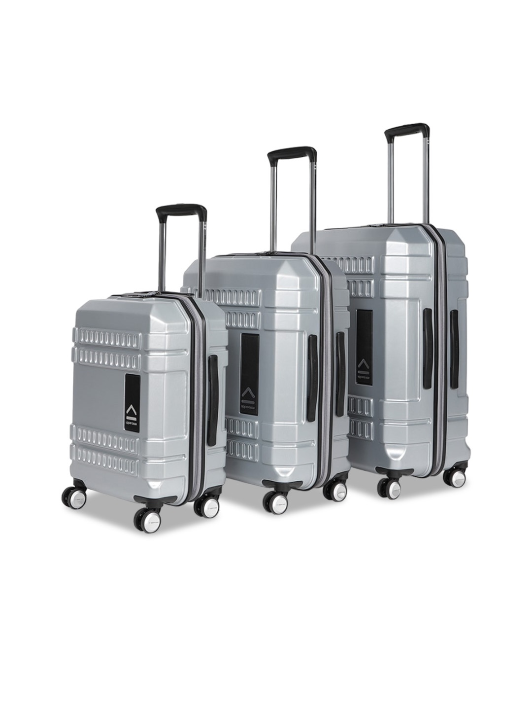 

uppercase Set Of 3 Hard-sided Trolley Bags, Silver