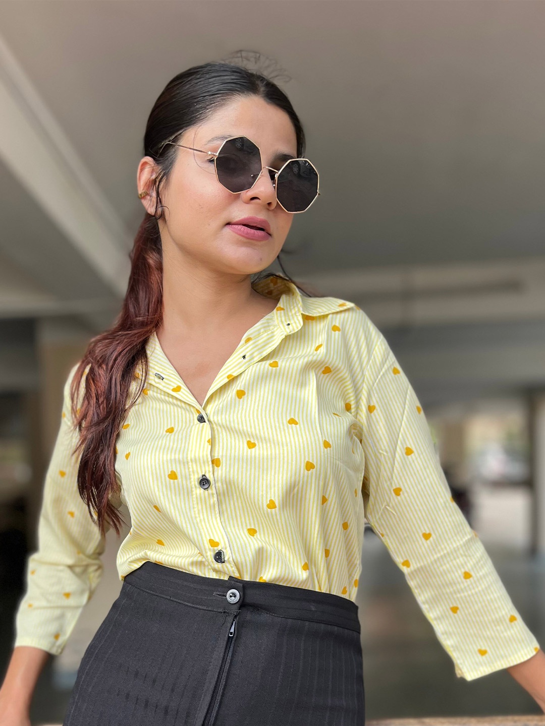 

BAESD Comfort Vertical Stripes Striped Casual Shirt, Yellow