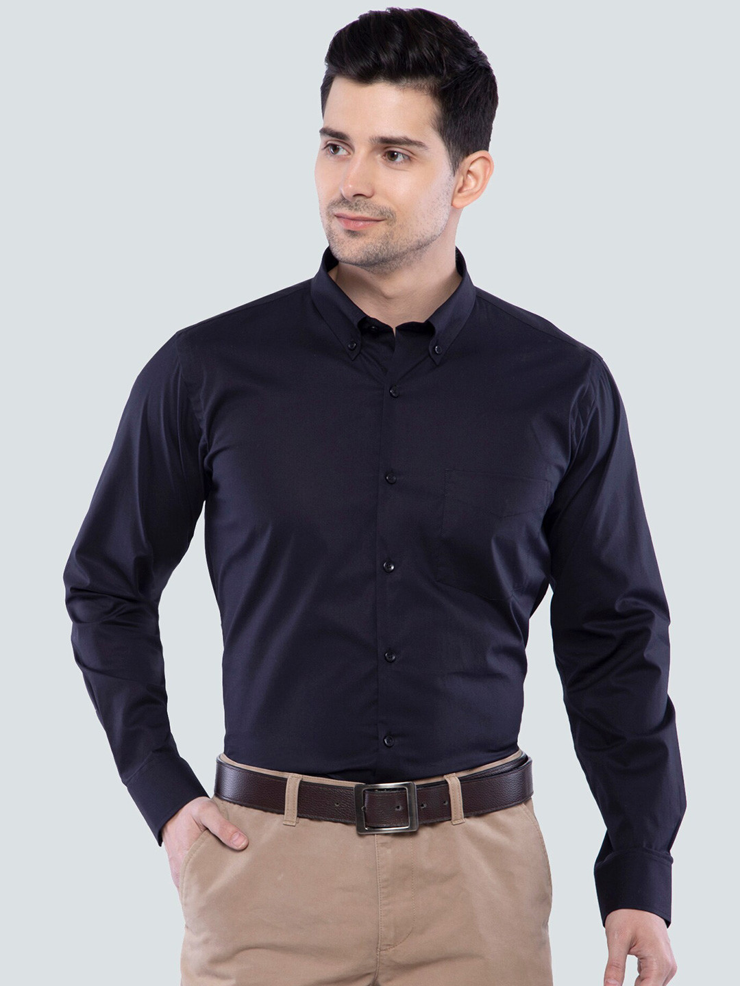 

ASCIIBLUES Button-Down Collar Formal Shirt, Black