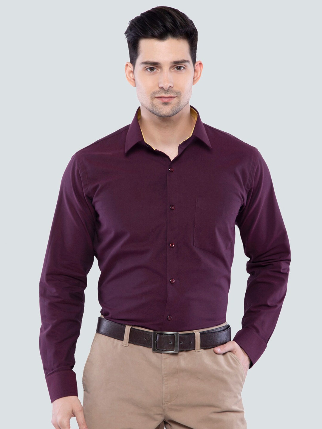 

ASCIIBLUES Spread Collar Cotton Casual Shirt, Maroon