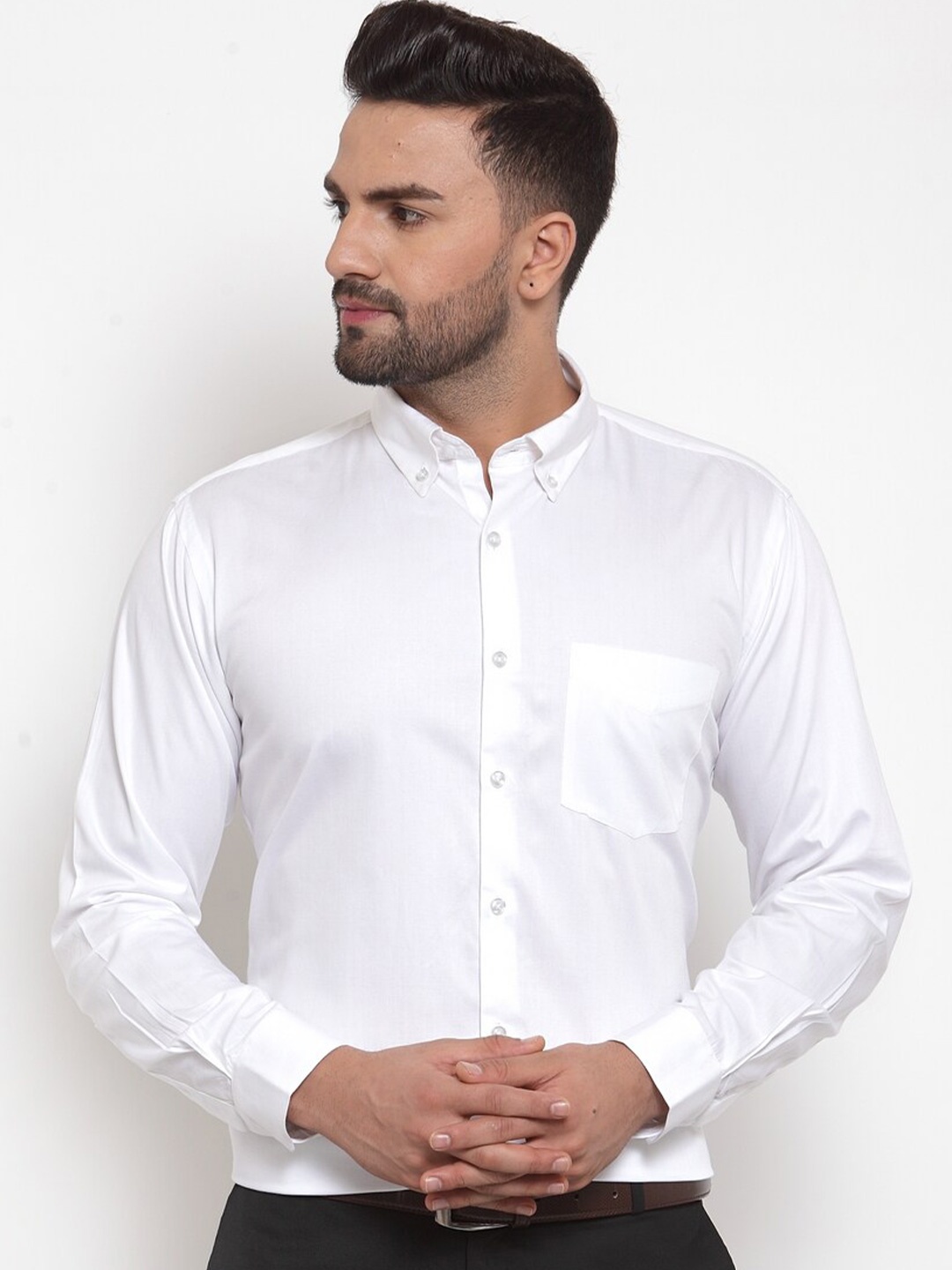 

ASCIIBLUES Button-Down Collar Formal Shirt, White