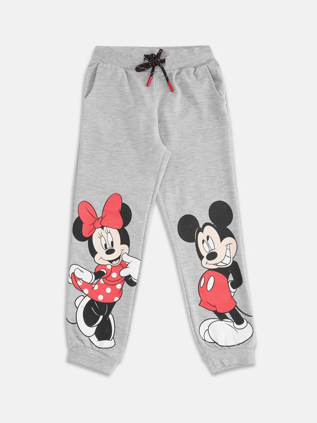 

Pantaloons Junior Girls Mickey & Minnie Printed Cotton Joggers, Grey melange