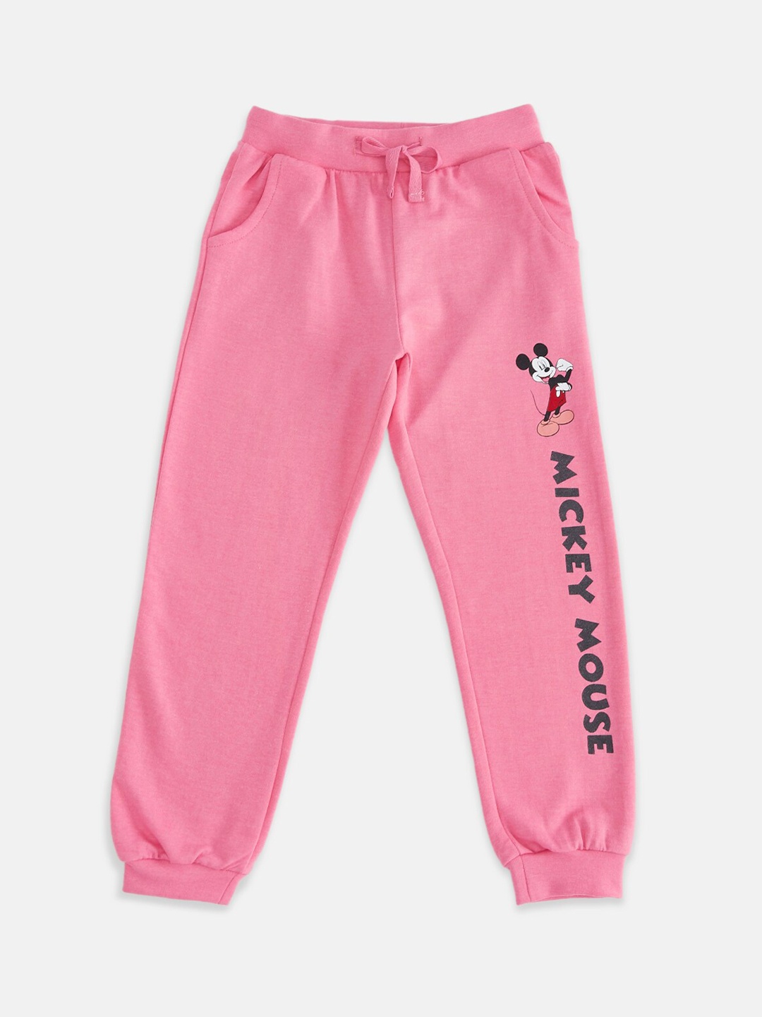 

Pantaloons Junior Girls Mickey Mouse Printed Cotton Joggers, Pink