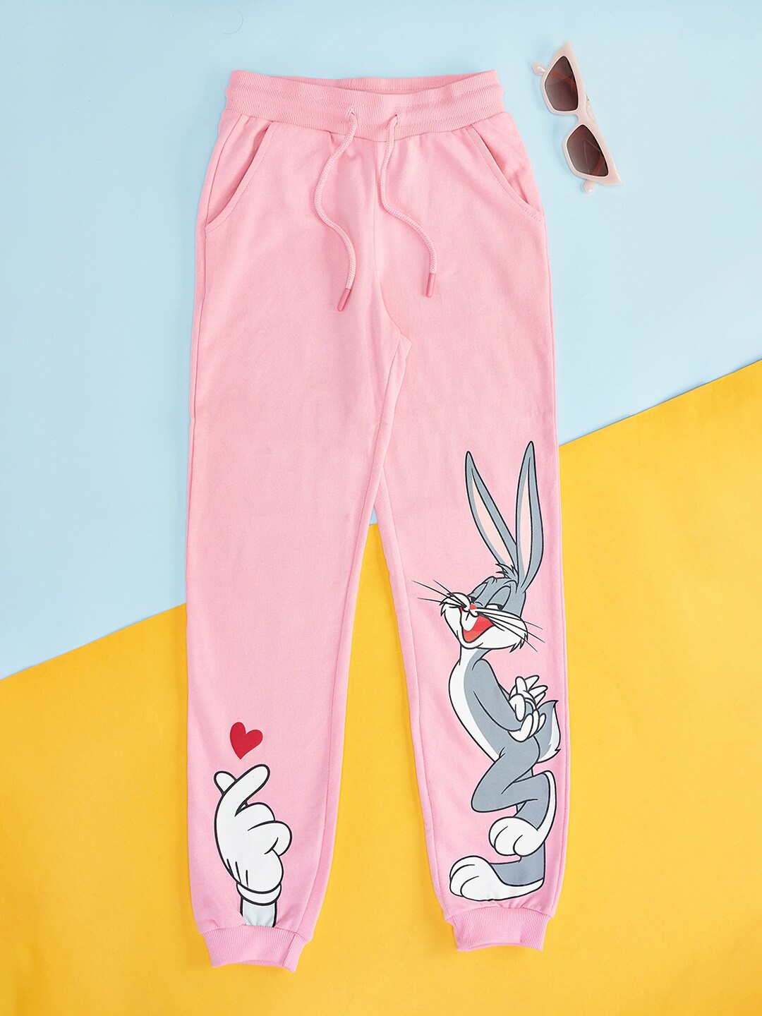 

Pantaloons Junior Girls Bugs Bunny Printed Cotton Joggers, Pink