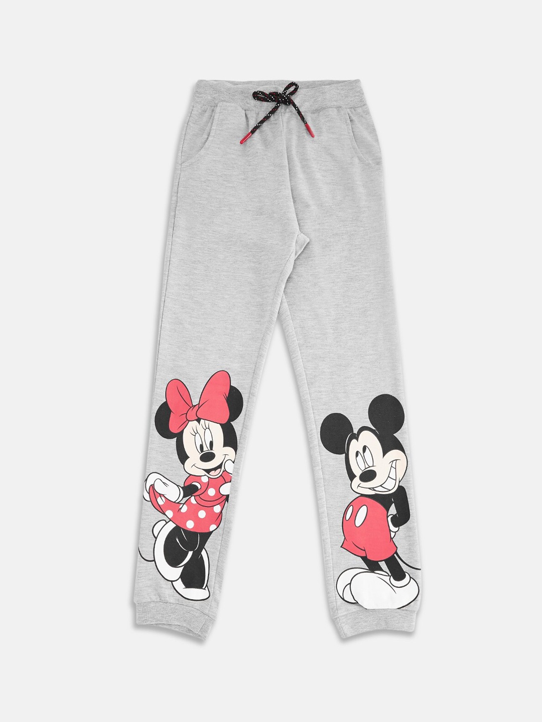 

Pantaloons Junior Girls Mickey & Minnie Printed Cotton Joggers, Grey melange