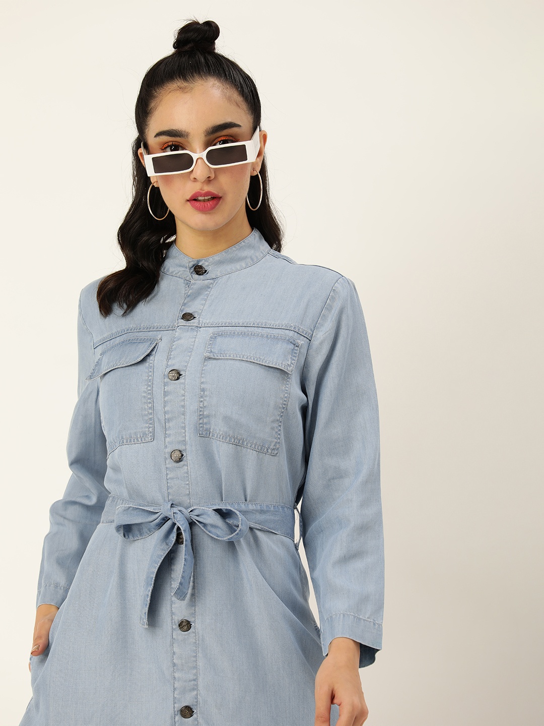 

Kook N Keech Denim Shirt Mini Dress, Blue