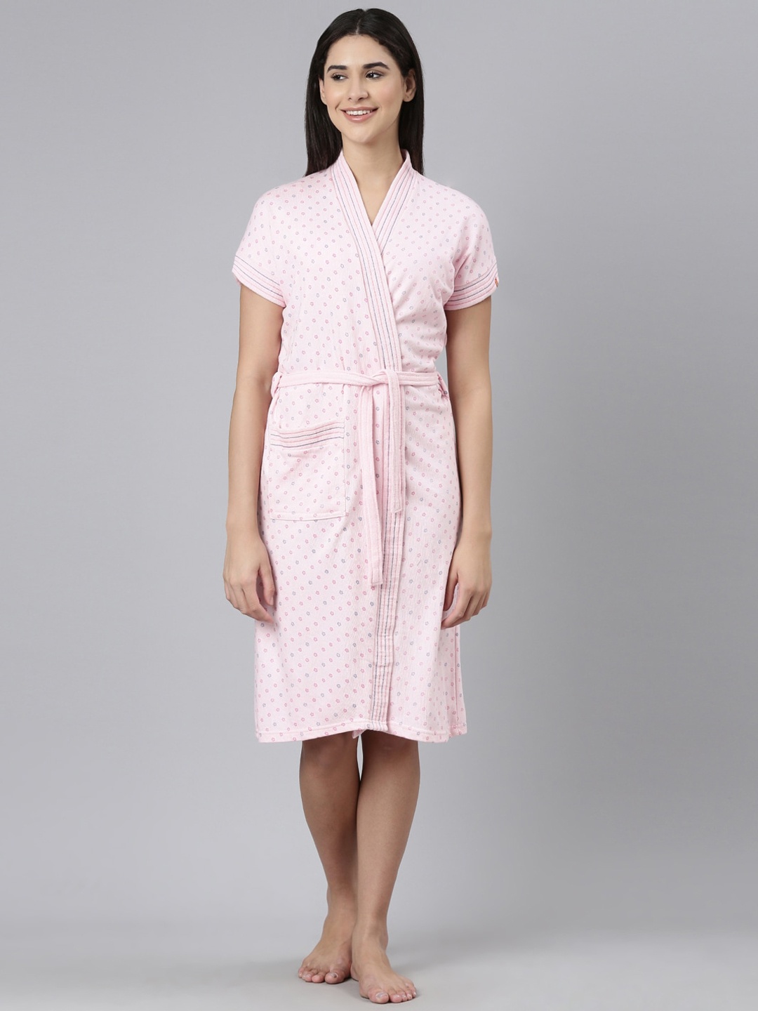 

GOLDSTROMS Floral Printed Quick-Dry Cotton Bath Robe, Pink
