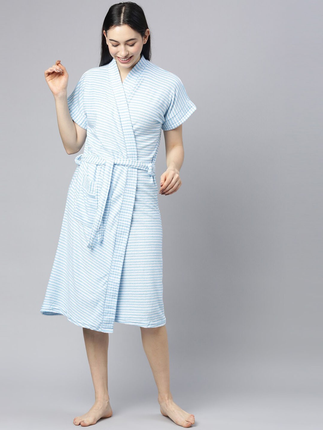 

GOLDSTROMS Striped Cotton Bath Robe, Blue