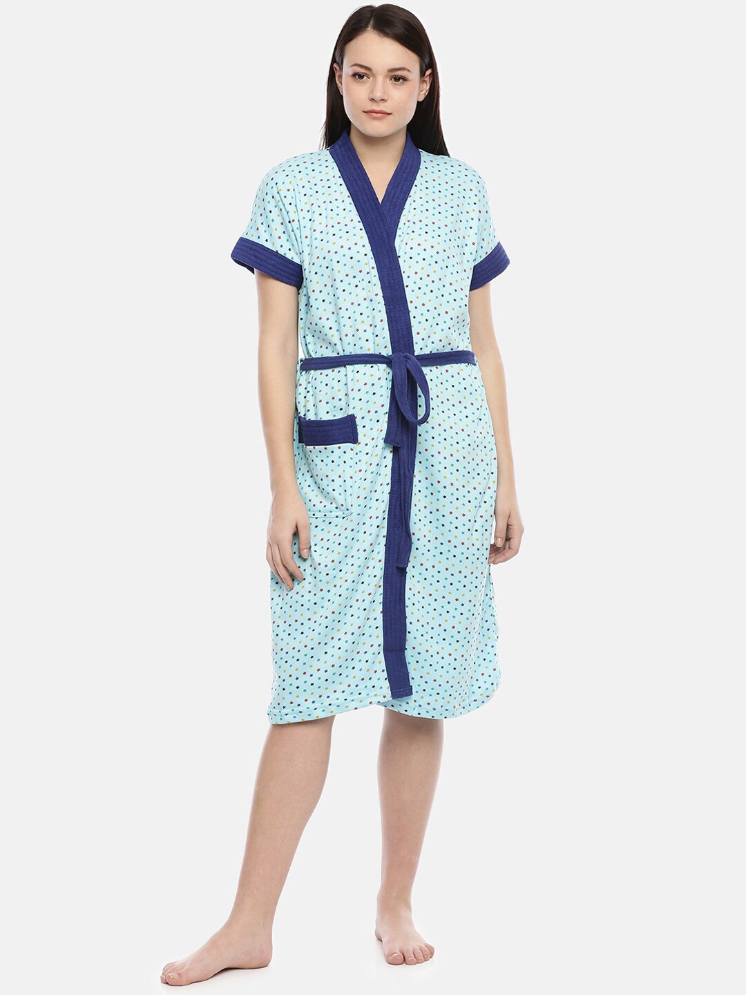 

GOLDSTROMS Conversational Printed Cotton Bath Robe, Blue