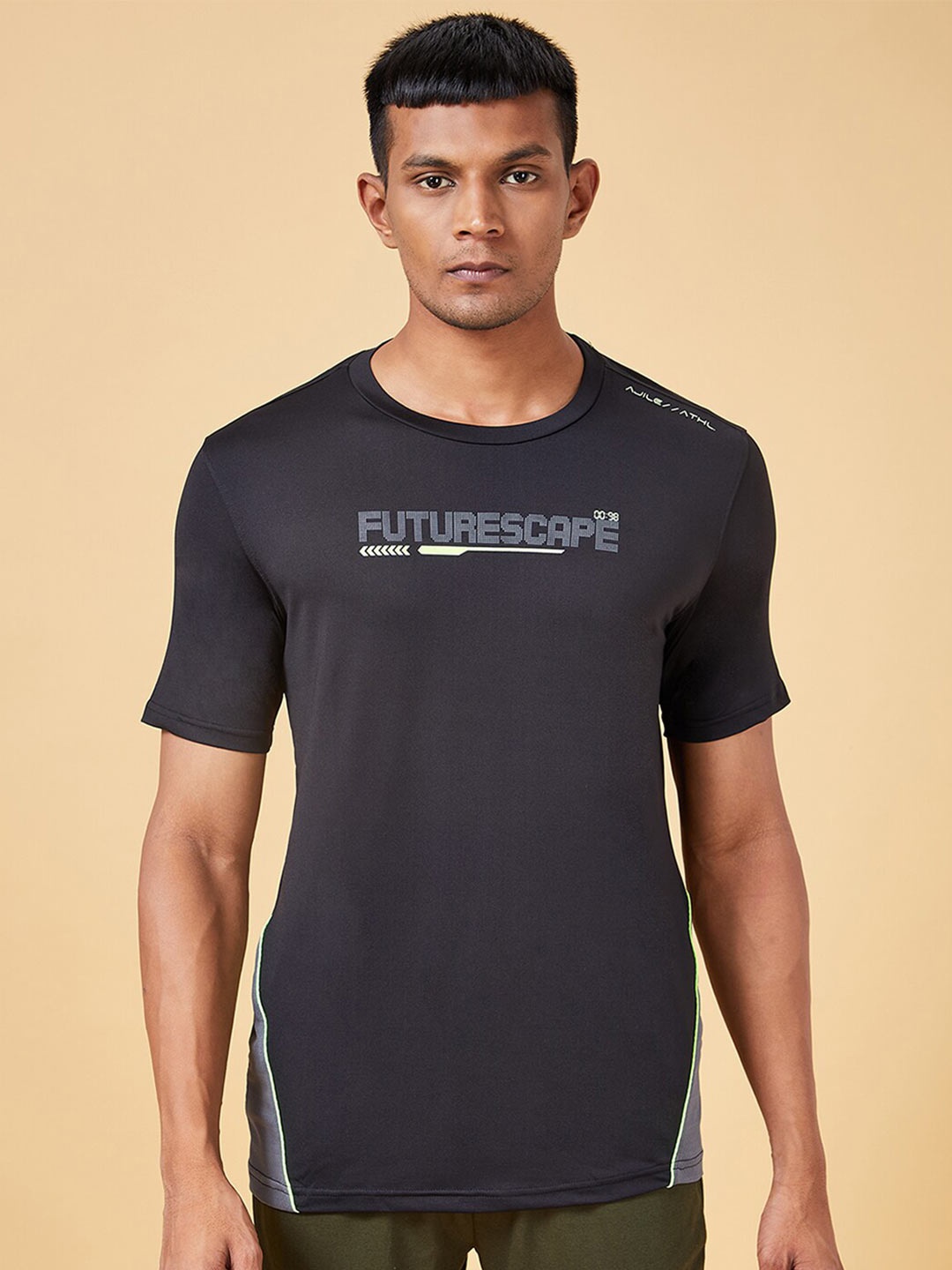 

Ajile by Pantaloons Typography Printed Slim Fit T-shirt, Black