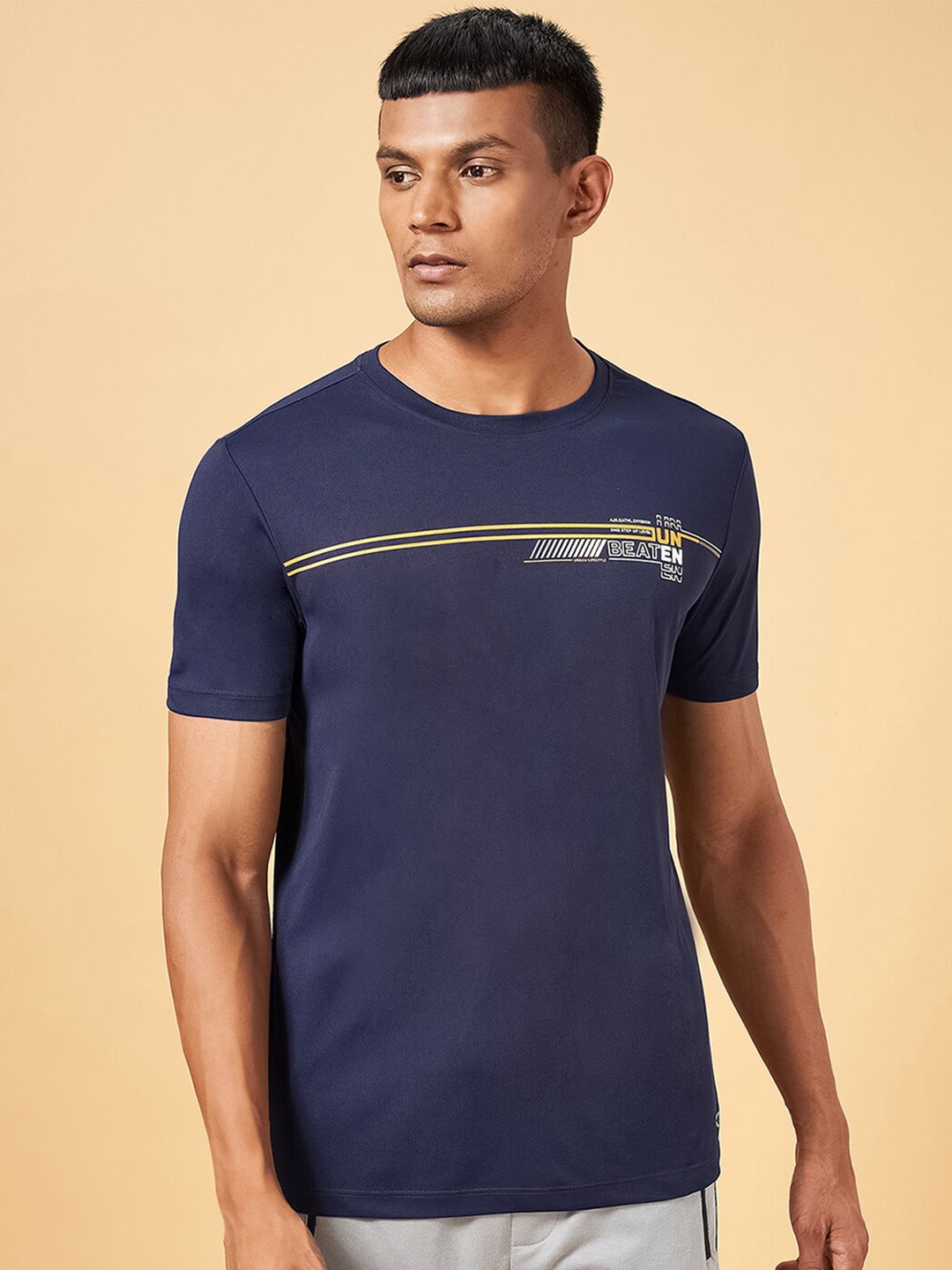 

Ajile by Pantaloons Men Printed Slim Fit T-shirt, Navy blue