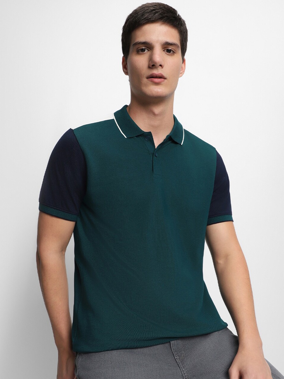 

Dennis Lingo Regular Fit Polo Collar Cotton T-shirt, Green