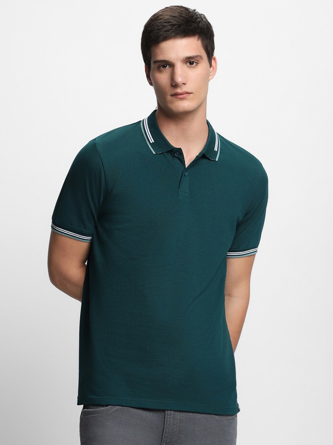 

Dennis Lingo Short Sleeves Polo Collar Cotton T-shirt, Green