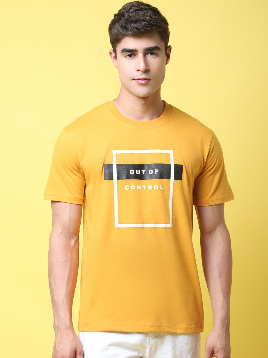 

1 Stop Fashion Typography Printed T-shirt, Yellow