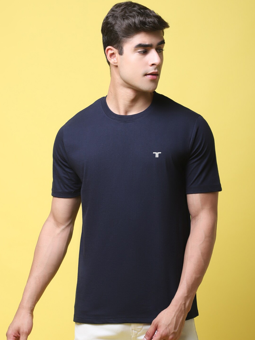 

1 Stop Fashion Round Neck T-shirt, Navy blue