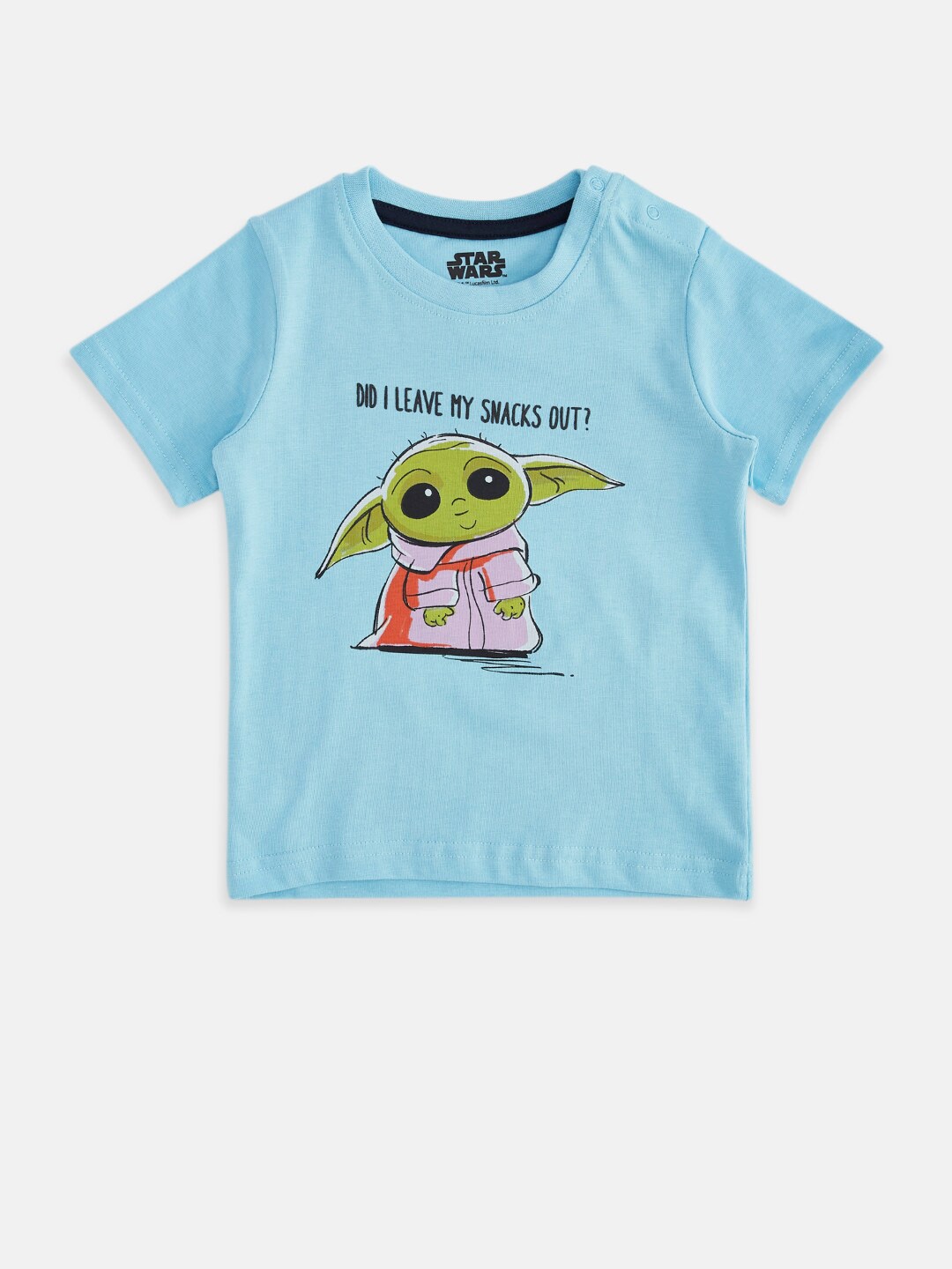 

Pantaloons Baby Infant Boys Yoda Printed Cotton T-shirt, Blue