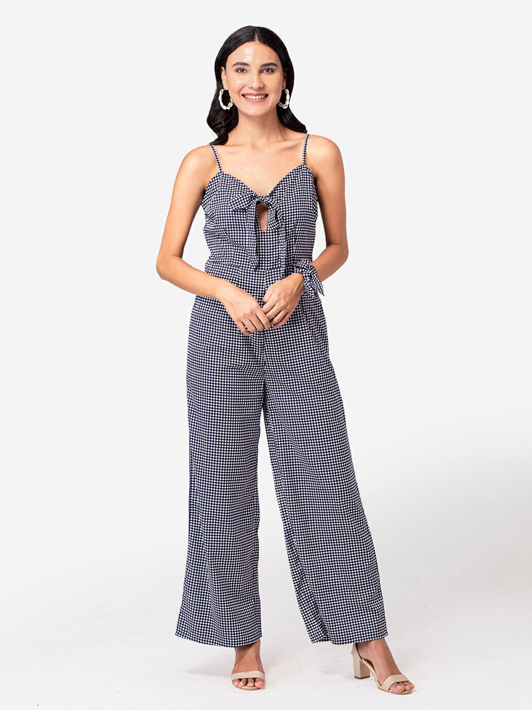 

YEROS Checked Basic Jumpsuit, Navy blue