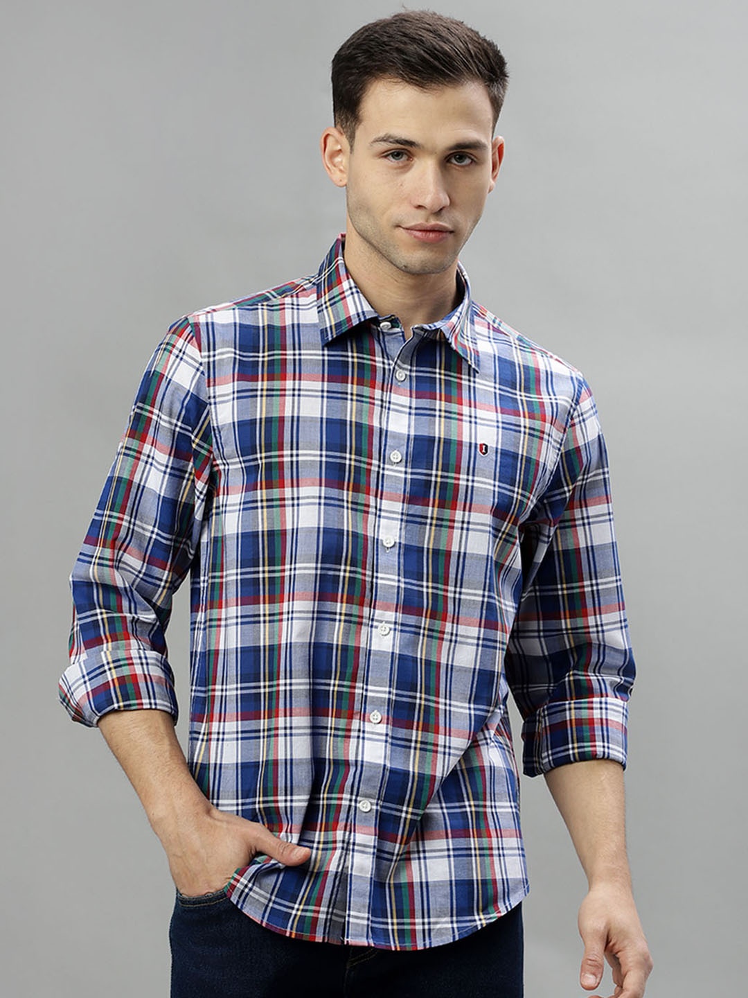 

Iconic Tartan Checks Opaque Checked Casual Shirt, Blue