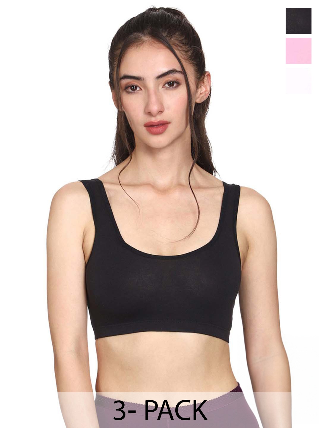 

MYSHA Pack Of 3 Full Coverage Seamless Sports Bra, White