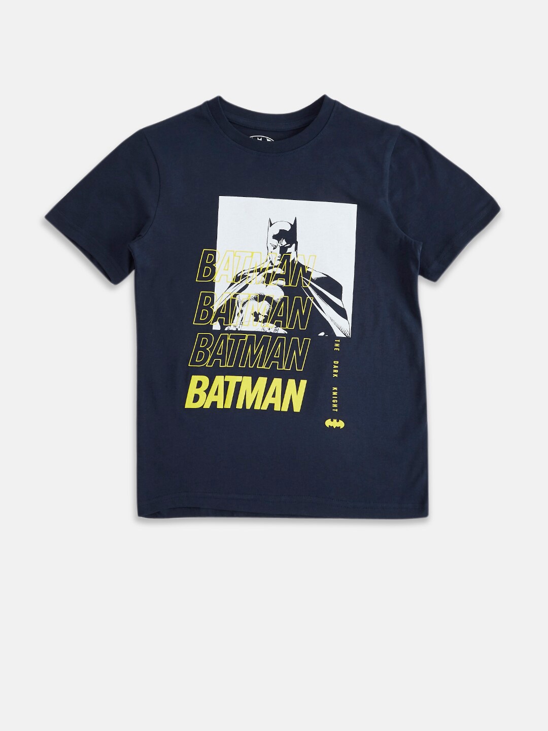 

Pantaloons Junior Boys Batman Printed Cotton T-shirt, Navy blue