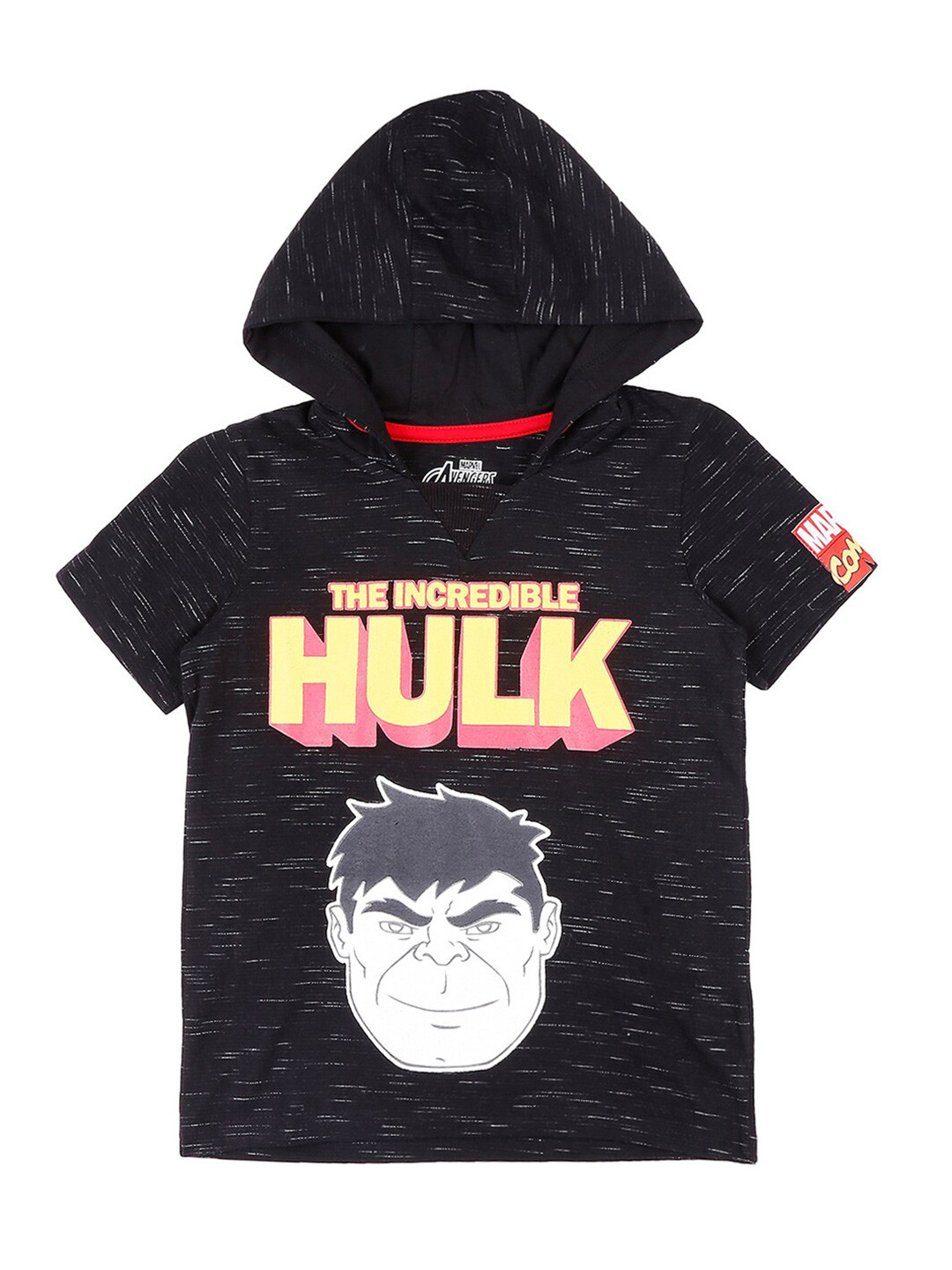 

Pantaloons Junior Boys Hulk Printed Printed Hooded Cotton T-shirt, Black