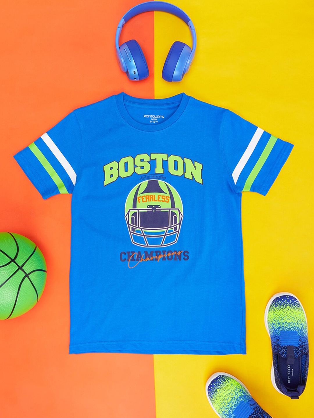 

Pantaloons Junior Boys Typography Printed Cotton T-shirt, Blue